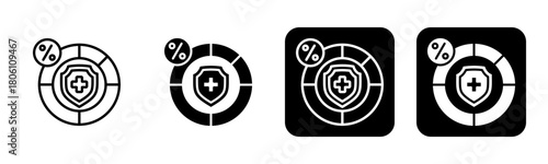 Insurance Premium Icon Line and Black Fill Style Collection