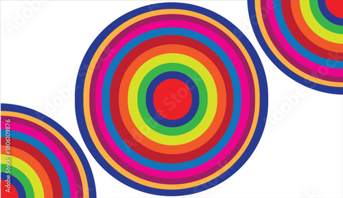 Abstract psychedelic circular design with a multicolored rainbow spectrum spiral pattern backdrop