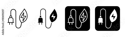 Green Energy Icon Line and Black Fill Style Collection