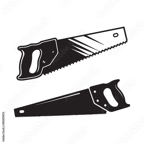 Two hand saws isolated on for woodworking and carpentry
