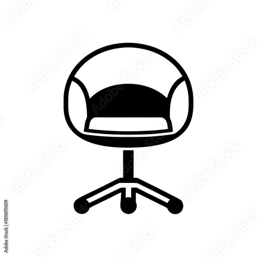 A minimalist outline icon of a stylist’s or manicurist’s chair, representing comfort and ergonomic workspace design.