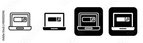 Search Engine Icon Line and Black Fill Style Collection