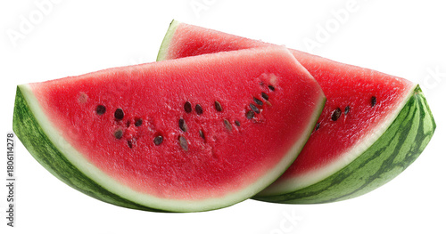 Juicy, seed-filled watermelon slices on a dark background