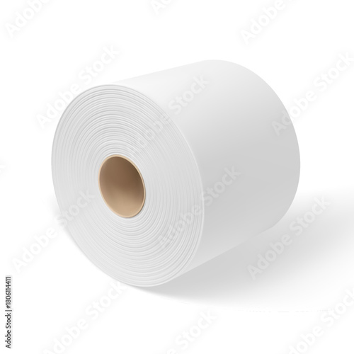 White toilet paper or hygiene tissue roll 3D vector mock up, realistic bathroom sanitary loo roll with carton spool tube