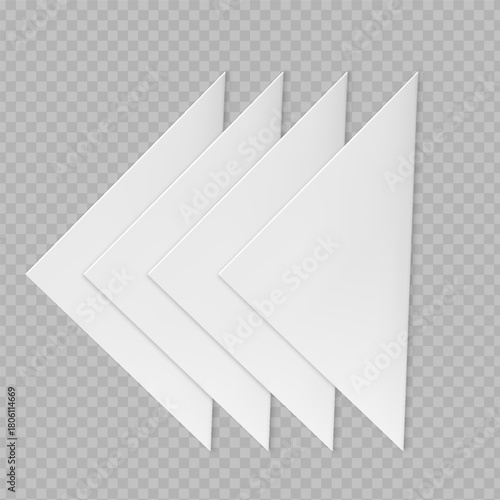 Paper napkins folded into a corner top view, vector white hygiene tissue serving, realistic bathroom or kitchen towels