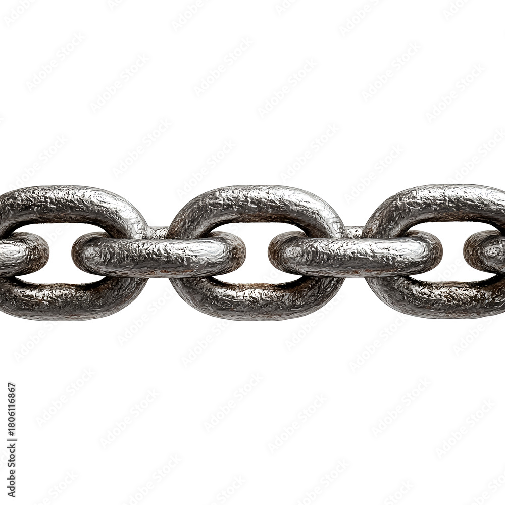 Obraz premium Chain link section, isolated on transparent background