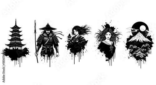 Japanese culture vector art collection