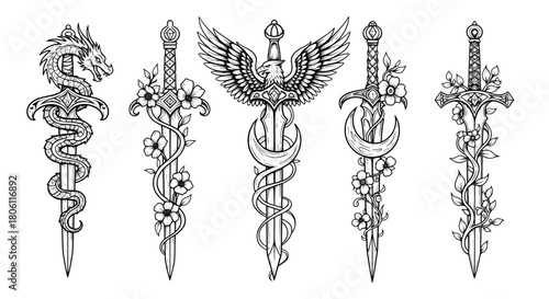 Sword fantasy designs set