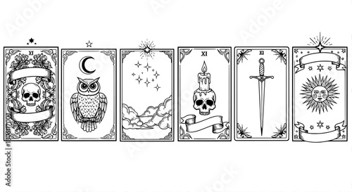 Occult symbols tarot card vector icons