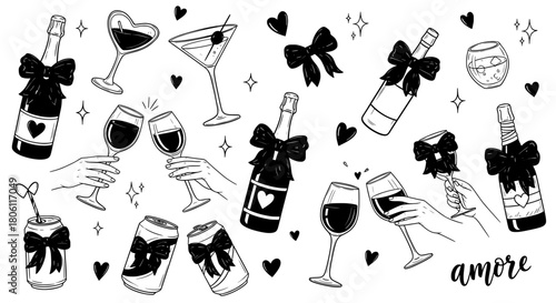 Celebration love drinks doodles