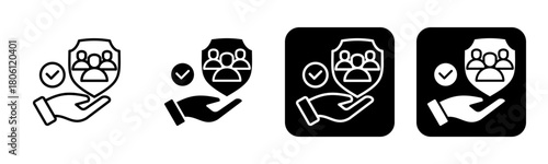 Customer Retention Icon Line and Black Fill Style Collection