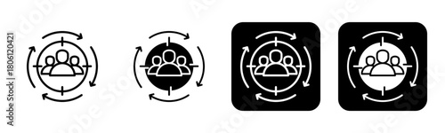 Target Audience Icon Line and Black Fill Style Collection