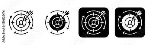 Retargeting Icon Line and Black Fill Style Collection