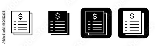 Expense Icon Line and Black Fill Style Collection