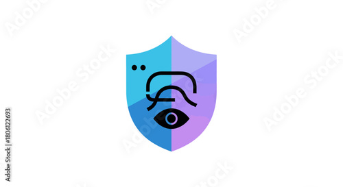 Cybersecurity shield with eye for data protection and online privacy, a powerful symbol of digital security and internet safety in a modern design