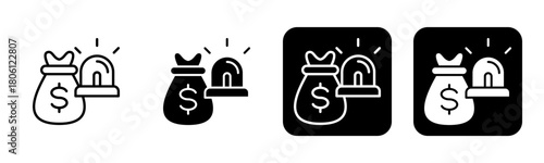 Emergency Fund Icon Line and Black Fill Style Collection