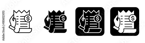 Bill Payment Icon Line and Black Fill Style Collection