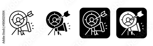Target Audience Icon Line and Black Fill Style Collection