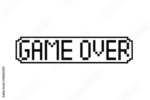 Simple pixelated black and white 'Game Over' text stands alone on the background