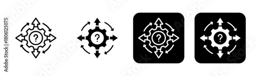 Decision Making Icon Line and Black Fill Style Collection