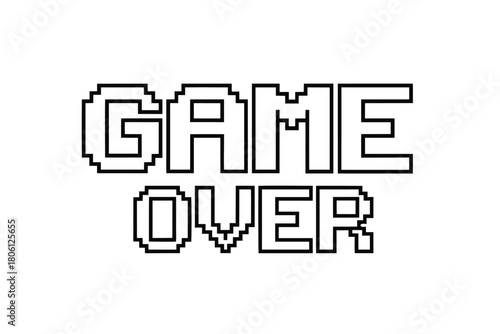 Game Over is displayed with pixelated letters in black and white color