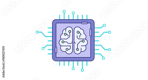 Unlock the future with this AI brain chip, perfect for cutting-edge tech and innovation visuals, or science projects looking for a modern, vibrant edge