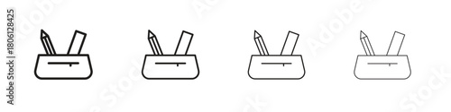 Pencil case icon. Simple graphic element set
