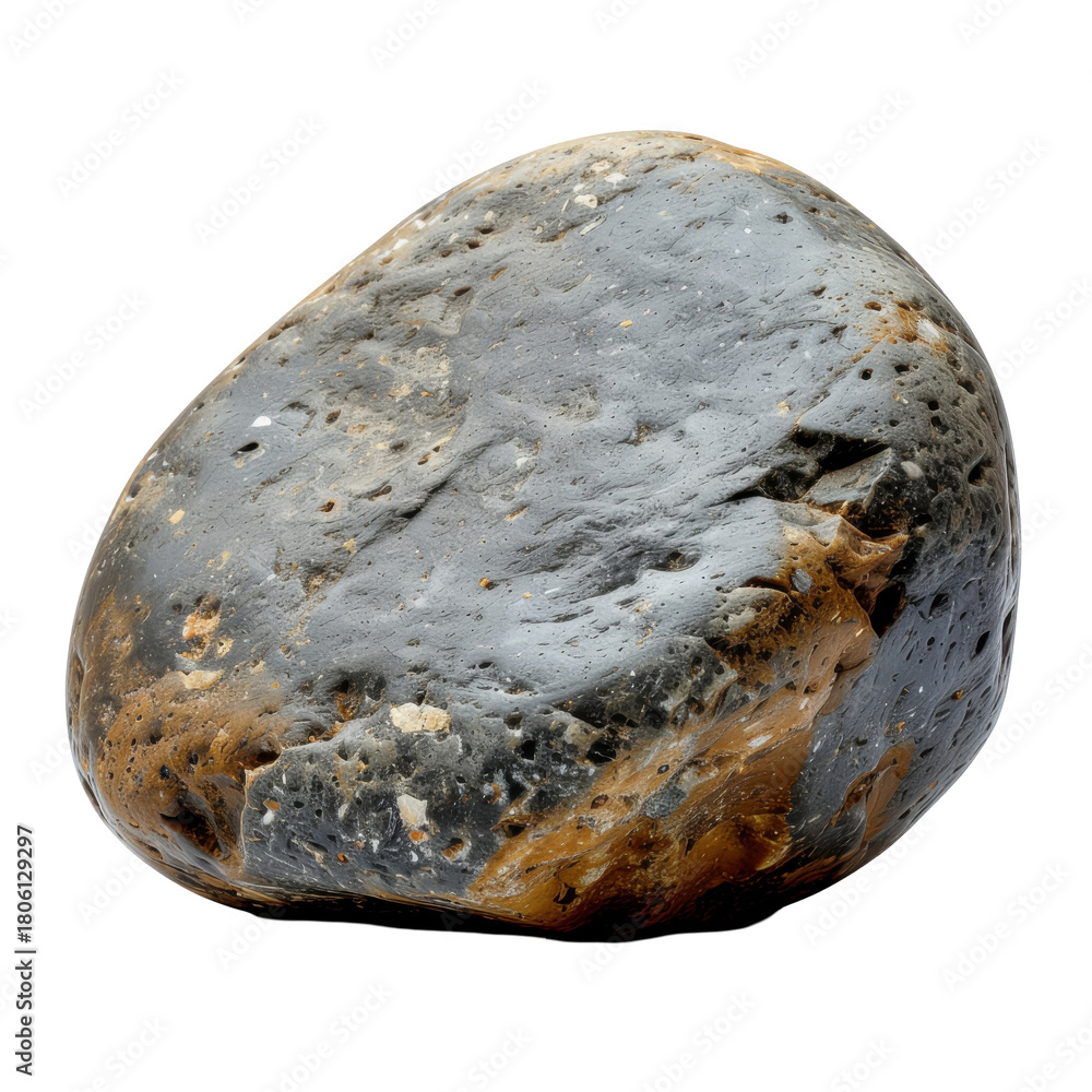 Obraz premium Unique Geological Rock With Smooth Surface Featuring Earthy Tones Of Brown Grey And Black