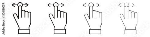 Push to slide right and left gesture icon. Simple graphic element set