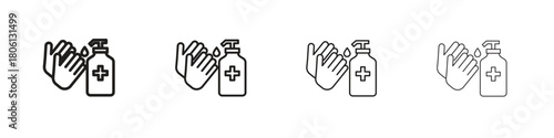 Sanitize hands icon. Simple graphic element set