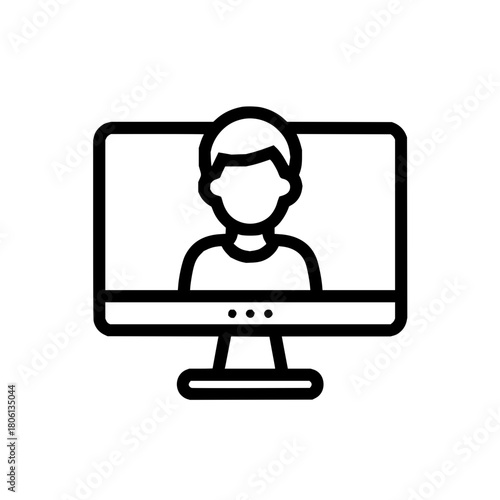 Online meeting webinar conference video call laptop computer person user communication virtual connection remote