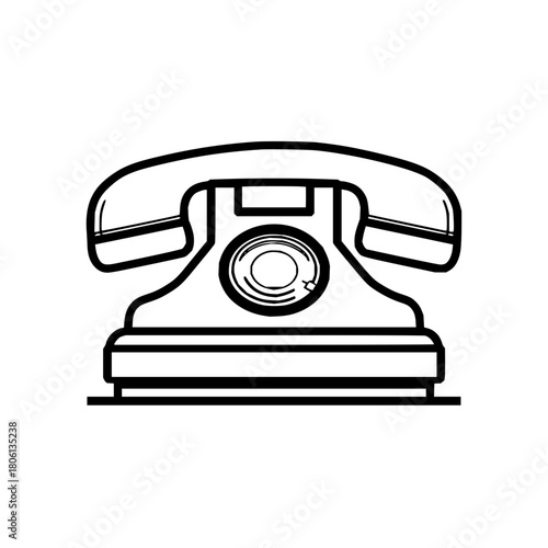 Vintage telephone communication device rotary phone icon vector retro telephone landline telephone communication 100