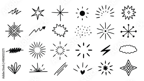 A graphic display of different geometric shapes and lines in black and white, emphasizing contrast and form..eps