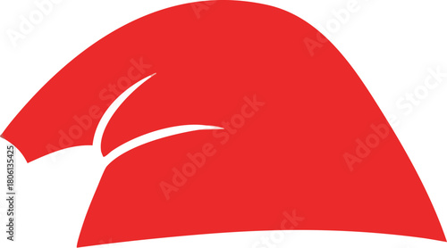 Minimalist Red Graduation Cap Icon or Mortarboard Silhouette on White Background