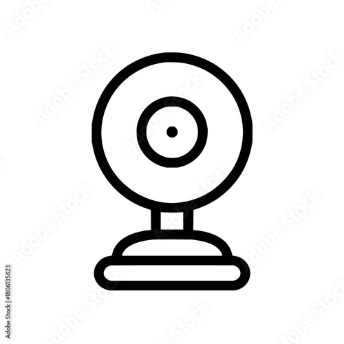 Outline webcam icon vector illustration for video conference and online communication technology design with stand