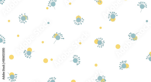 Tiny Minimalist Floral Dots Seamless Pattern