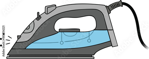 Steam Iron Appliance Graphic with Water Reservoir and Steam Jets