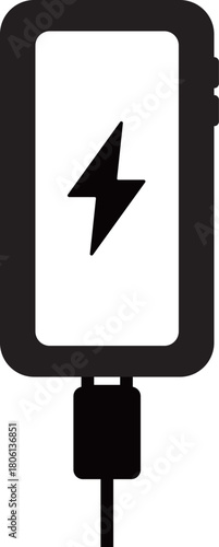 充電中の携帯電話のフラットアイコン
