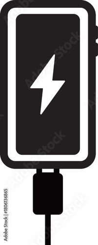 充電中の携帯電話のフラットアイコン

