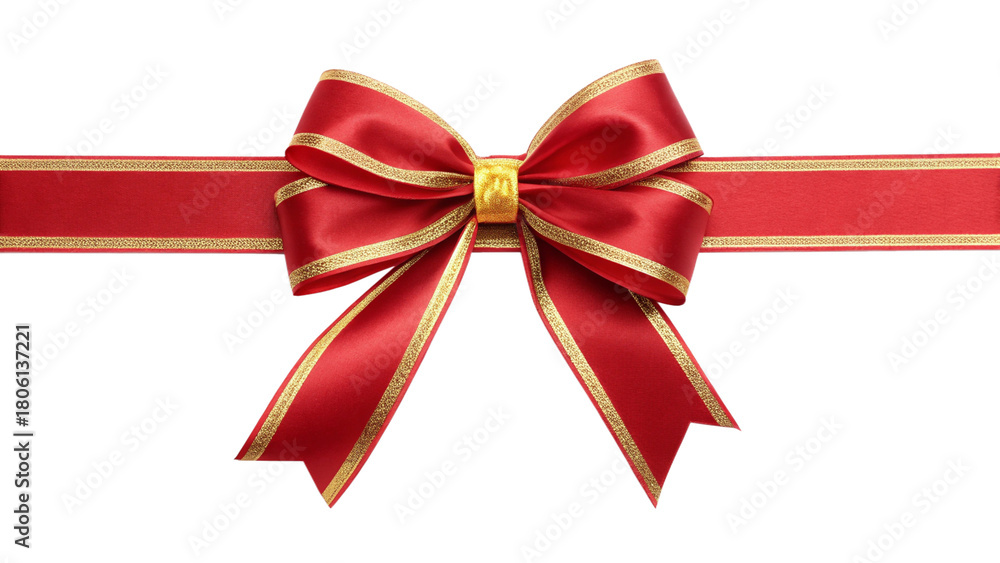 Fototapeta premium Vibrant pink yellow gift bow gold trim transparent png image