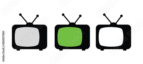 television with antenna and dial buttons, classic broadcast symbol for vintage