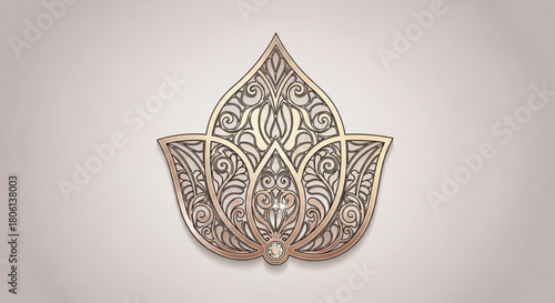 Elegant silver lotus flower design with intricate details, creating a visually stunning and sophisticated pattern on a light background