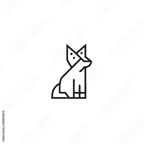 Modern fox sits with sleek lines against a clean white background showcasing simplicity