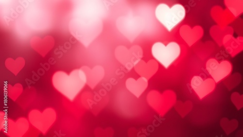 outro. Romantic bokeh background with glowing hearts in red and pink colors. wellbeing guides, coaching materials, designed for coaching and self-improvement content, clarifies learning.