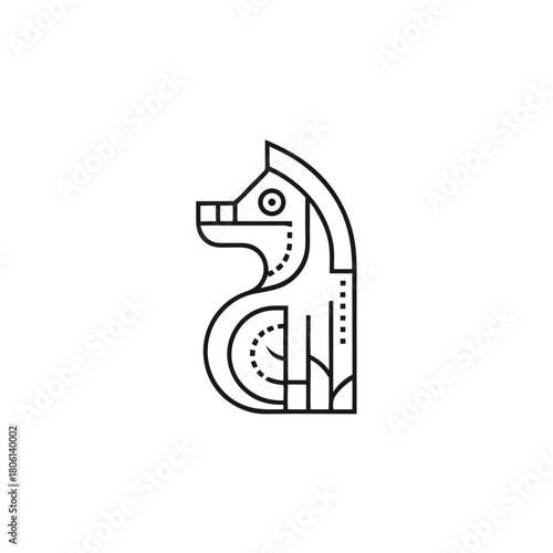 Geometric outline of a horse head features minimalist shapes and bold lines