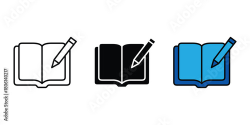Book Icon Set Vector. Open Book Illustration Design