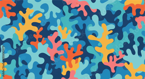 Seamless Abstract Colorful Underwater Coral Reef Pattern Background