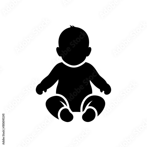 Silhouette of a baby sitting down with legs crossed, representing childhood and innocence