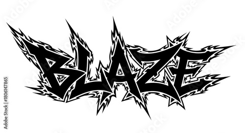 Bold, stylized "BLAZE" text graphic with sharp, jagged, flame-like edges.