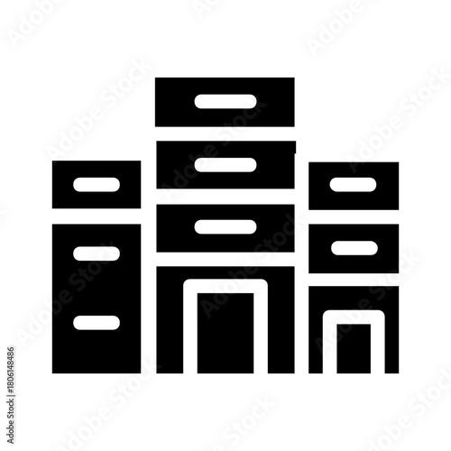 black and white office building vector illustration